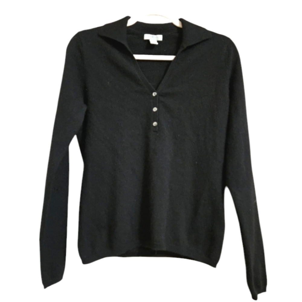 GENEVA Cashmere collared sweater top. Size Small